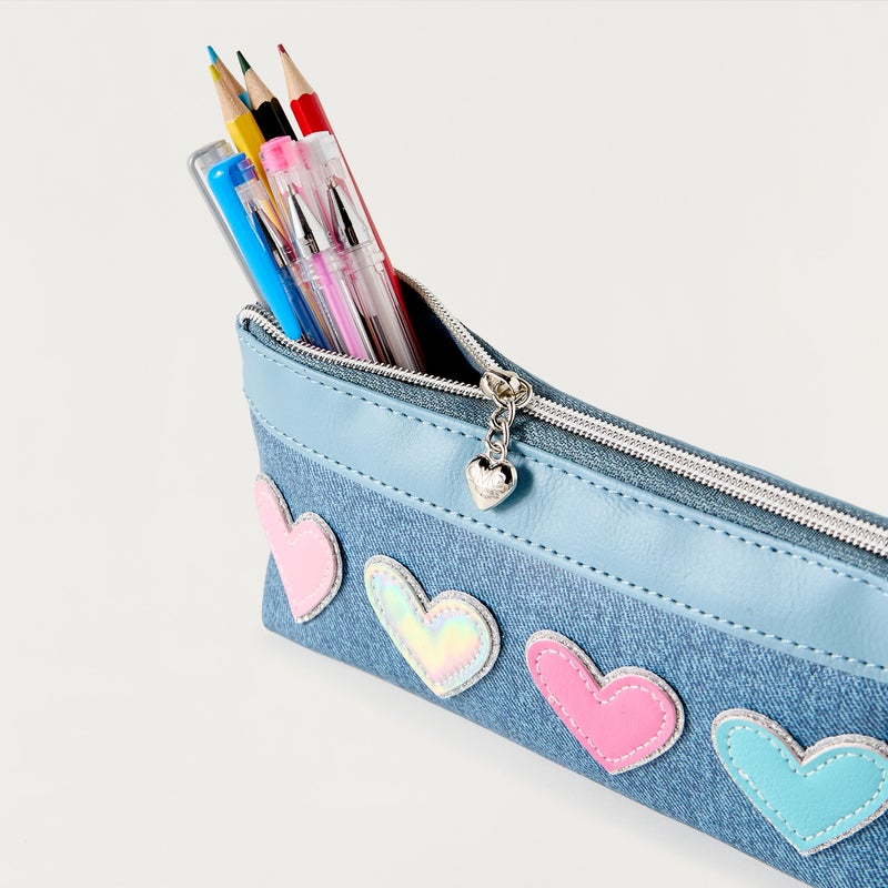 OMG Hearts Denim Pencil Caseheart Denim-1- (Polyester) Blue \ 3.75X8.50X2.00 - Image 4